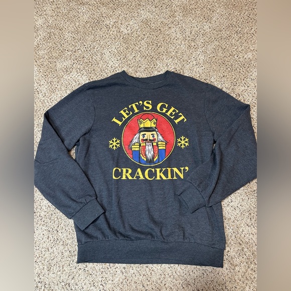 Nutcracker Sweatshirt Unisex Holiday Let's Get Crackin' size M Charcoal Gray - Picture 1 of 6